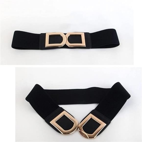 2 Pack Women\'s Stretchy Vintage Waist Belt with Metal Buckle Wide Belt for Dress